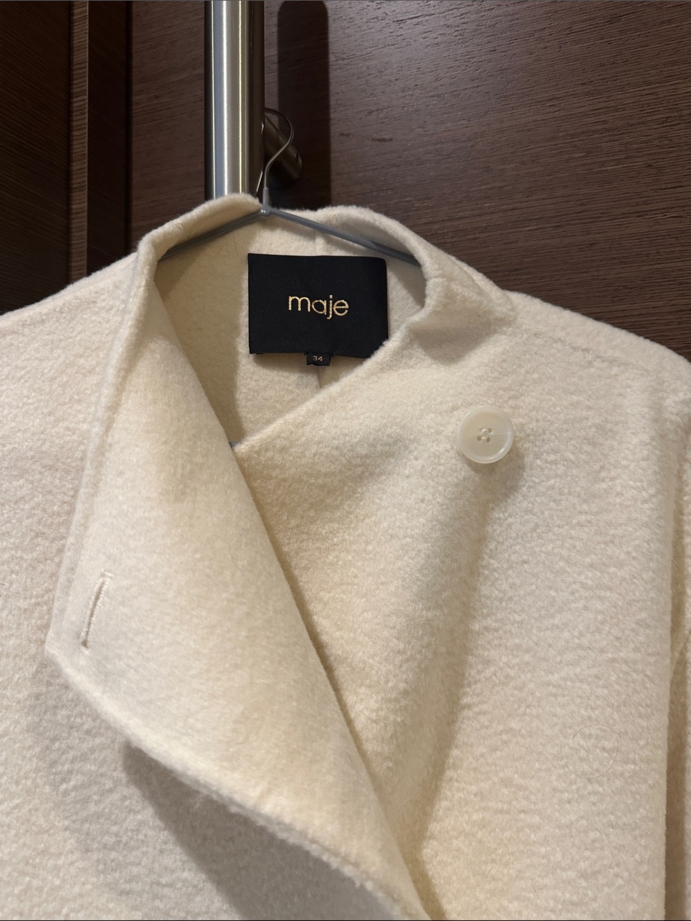 Maje Off-White Wool Pea Coat